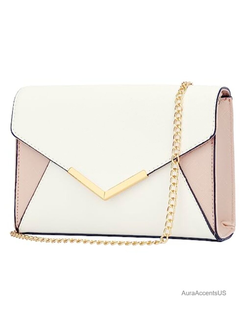 Faux Leather Evening Clutch with Detachable Chain Strap Women Party Prom Handbag